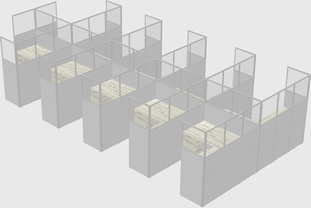 Shared l-shaped cubicle