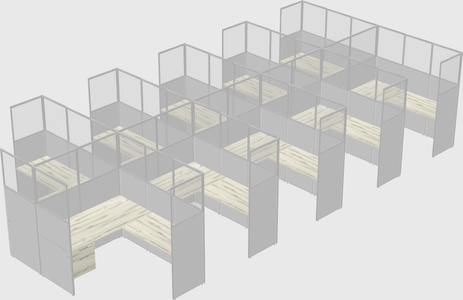 Shared l-shaped cubicle