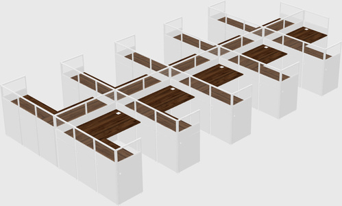 Shared l-shaped cubicle