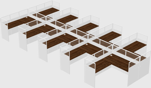 Shared l-shaped cubicle