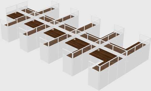 Shared l-shaped cubicle