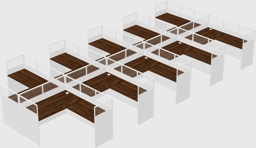 Shared l-shaped cubicle