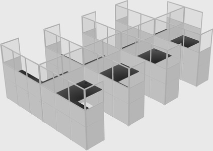 Shared l-shaped cubicle