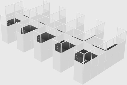 Shared l-shaped cubicle