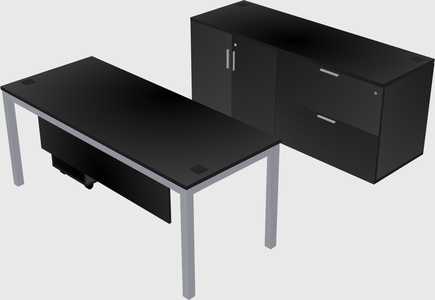 Parallel desk with credenza