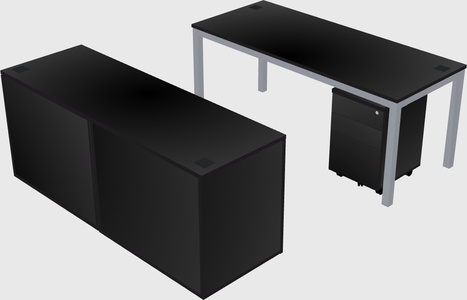 Parallel desk with credenza