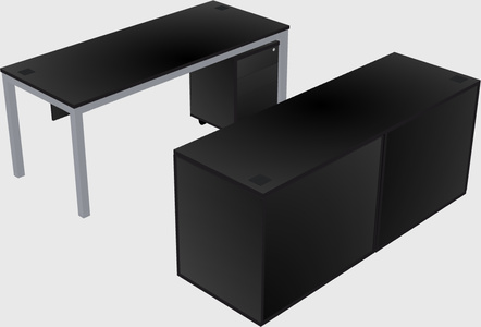 Parallel desk with credenza