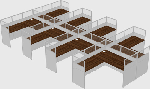 Shared l-shaped cubicle