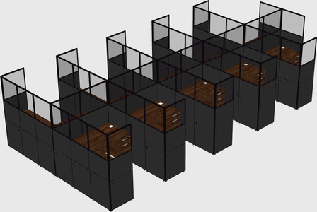Shared l-shaped cubicle