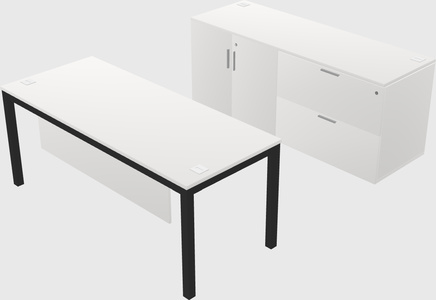 Parallel desk with credenza