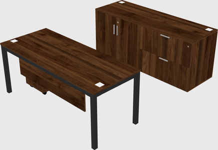 Parallel desk with credenza