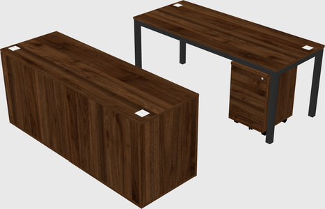 Parallel desk with credenza