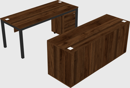 Parallel desk with credenza