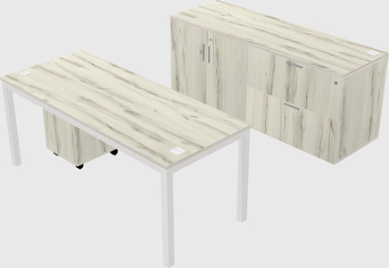Parallel desk with credenza