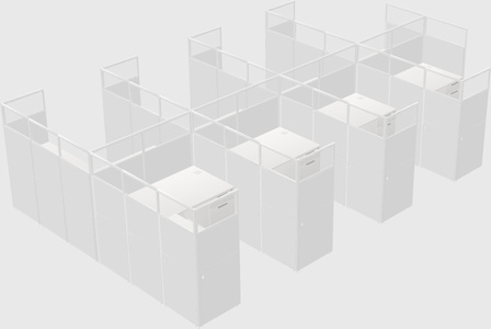 Shared l-shaped cubicle