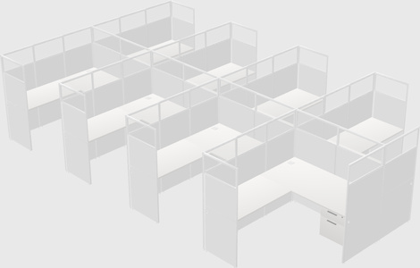 Shared l-shaped cubicle