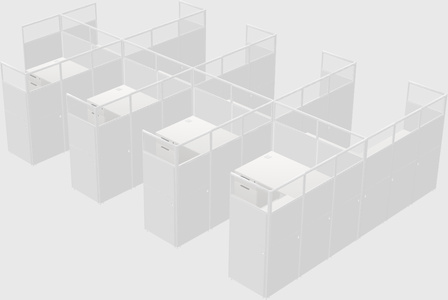Shared l-shaped cubicle
