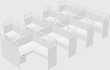 Shared l-shaped cubicle
