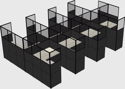 Shared l-shaped cubicle
