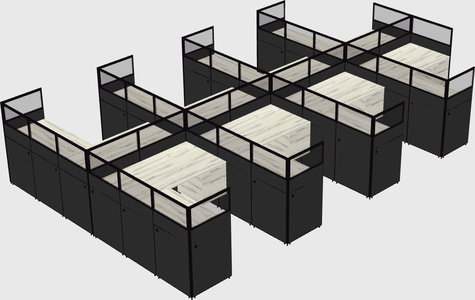 Shared l-shaped cubicle
