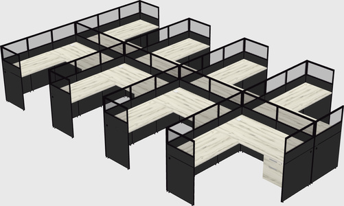 Shared l-shaped cubicle