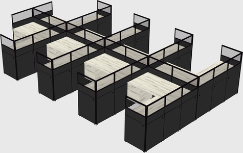 Shared l-shaped cubicle