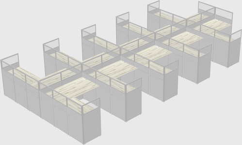 Shared l-shaped cubicle