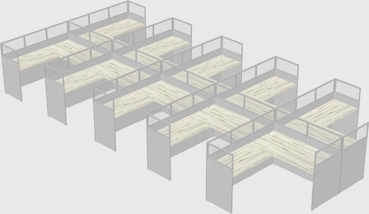 Shared l-shaped cubicle