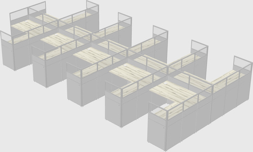 Shared l-shaped cubicle