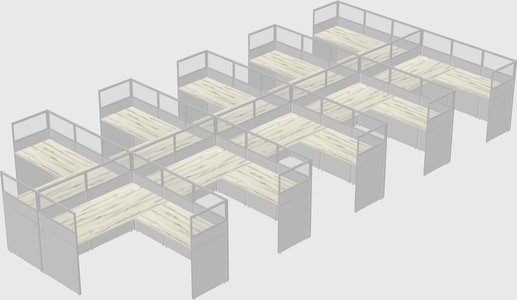 Shared l-shaped cubicle