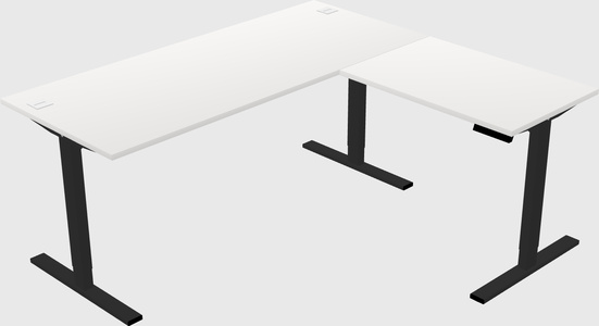 Sit-to-stand l-shaped desk