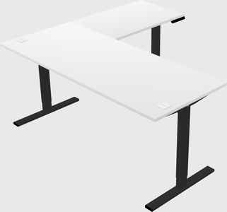 Sit-to-stand l-shaped desk