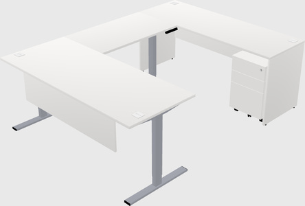 Sit-to-stand u-shaped desk