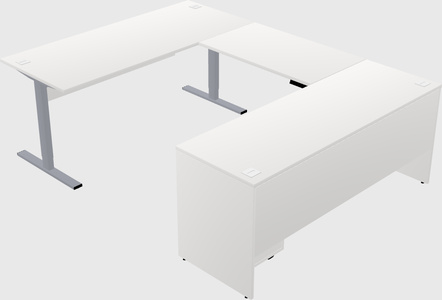 Sit-to-stand u-shaped desk