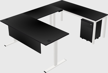 Sit-to-stand u-shaped desk