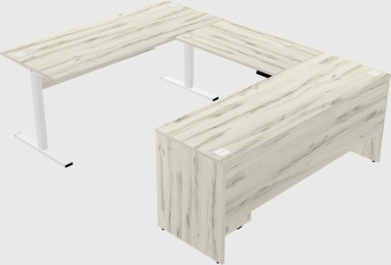 Sit-to-stand u-shaped desk