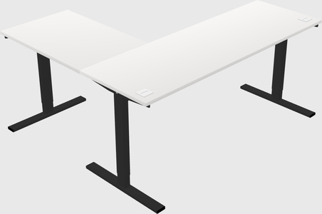 Sit-to-stand l-shaped desk