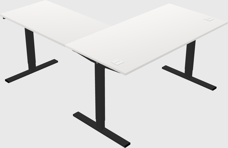 Sit-to-stand l-shaped desk