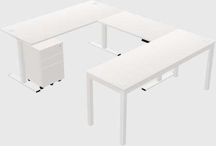 Sit-to-stand u-shaped desk