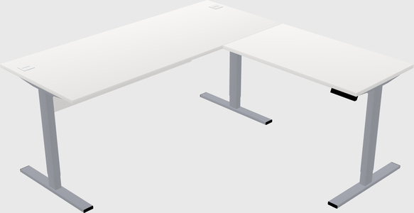 Sit-to-stand l-shaped desk