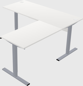 Sit-to-stand l-shaped desk