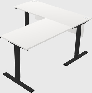 Sit-to-stand l-shaped desk