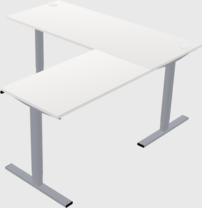 Sit-to-stand l-shaped desk