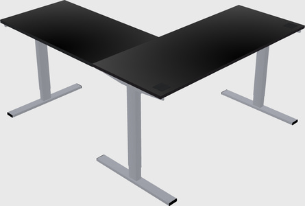 Sit-to-stand l-shaped desk