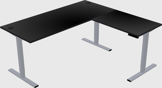 Sit-to-stand l-shaped desk