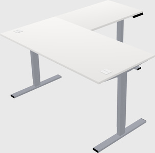 Sit-to-stand l-shaped desk