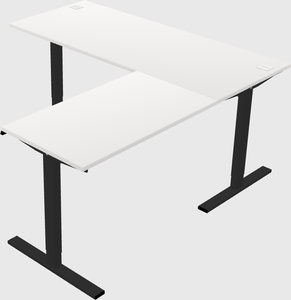 Sit-to-stand l-shaped desk
