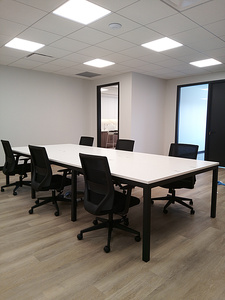 Shared l-shaped desk