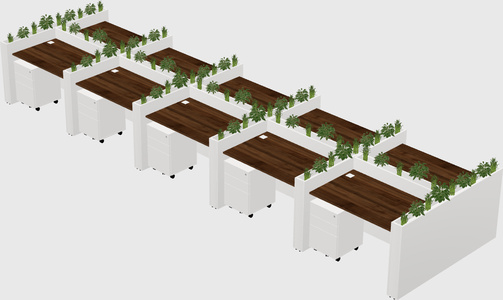 Rectangular shared desk