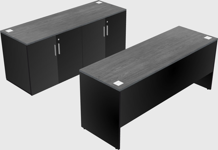 Parallel desk with credenza